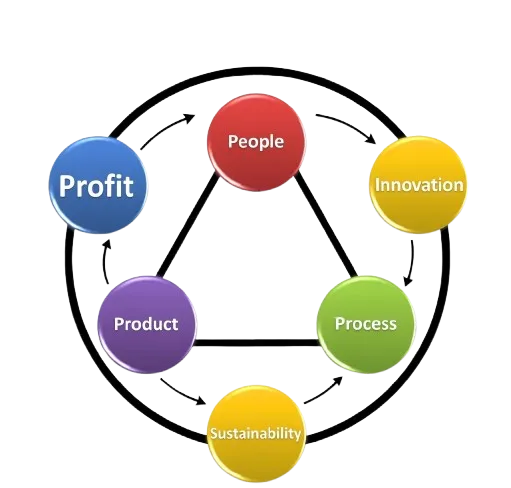 The 3 Ps framework: People, Product, and Process driving Profit, Innovation, and Sustainability